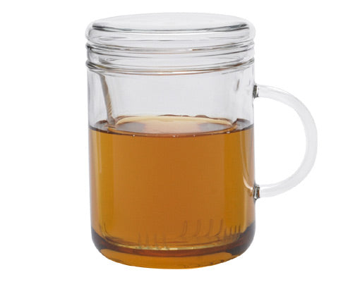 Zyclo glass mug with glass infuser and lid